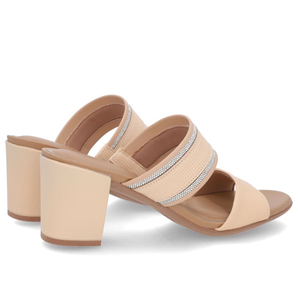 Tamanco Bico Redondo Couro Laranja Claro Bege 3