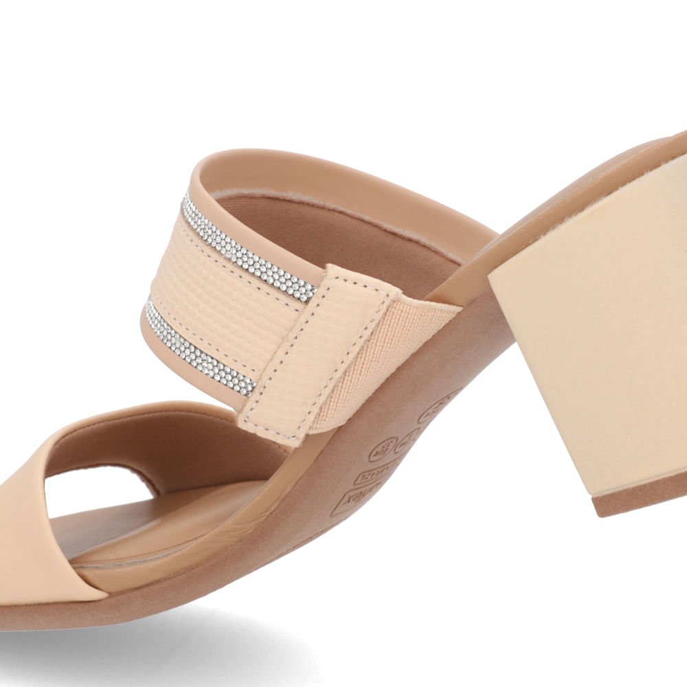 Tamanco Bico Redondo Couro Laranja Claro Bege 4