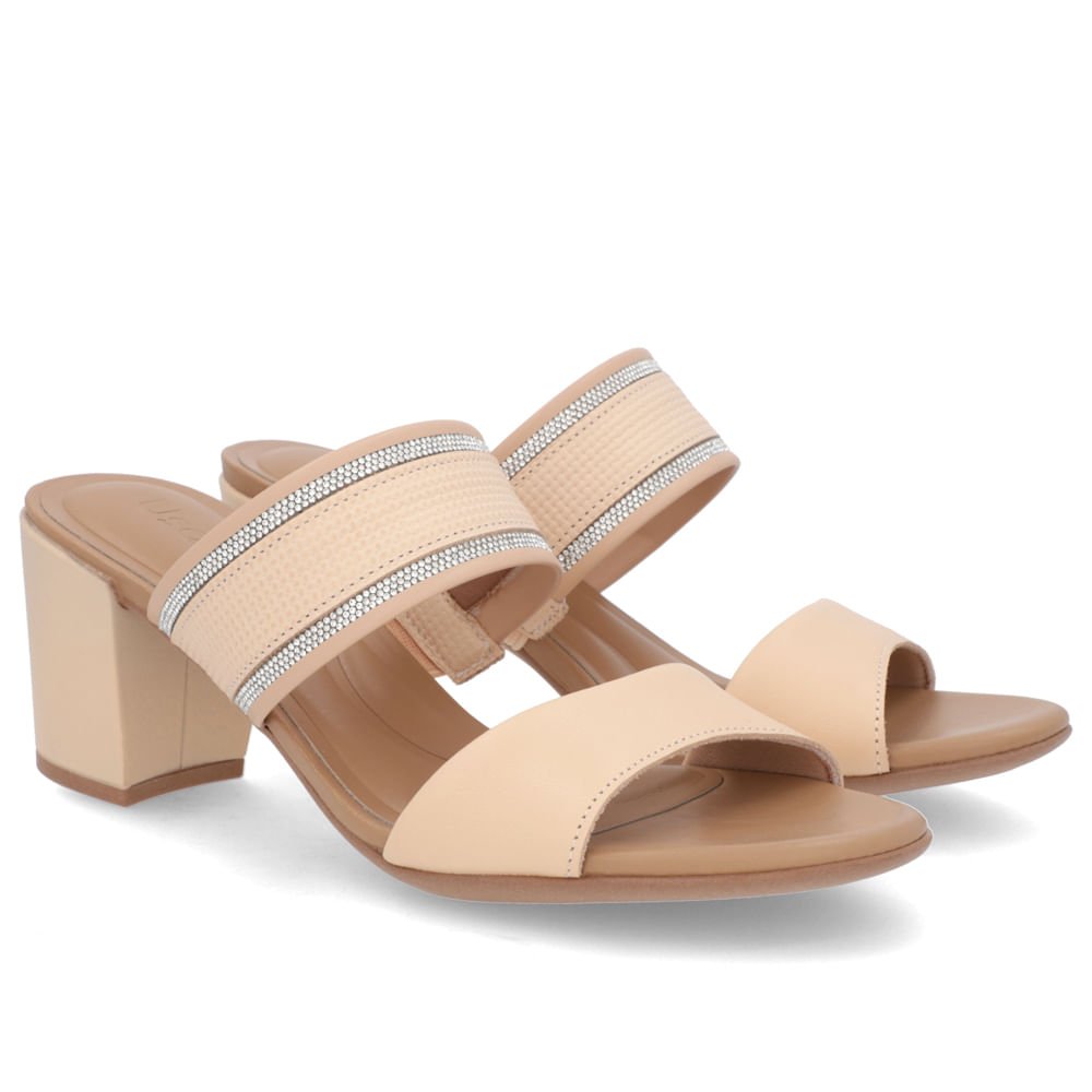 Tamanco Bico Redondo Couro Laranja Claro Bege 2