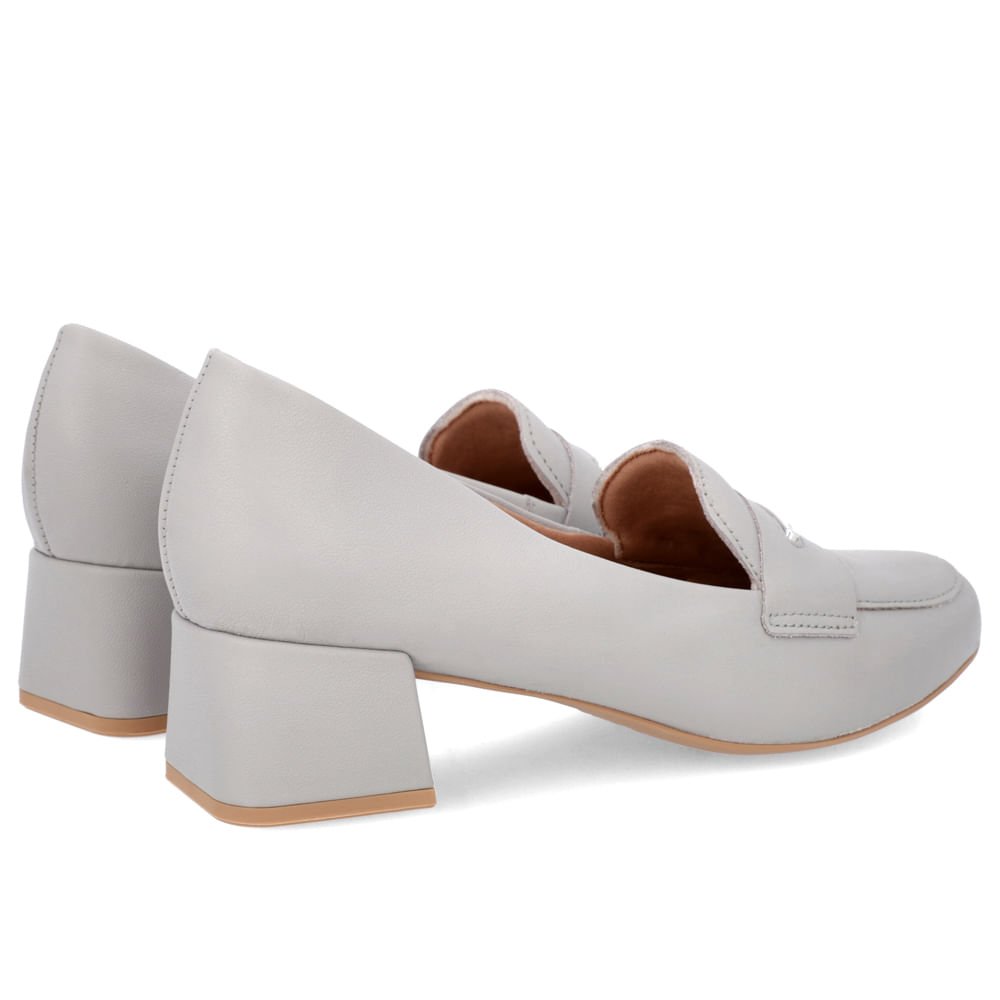 Scarpin Cinza Salto Bloco Couro Enfeite Cinza 3
