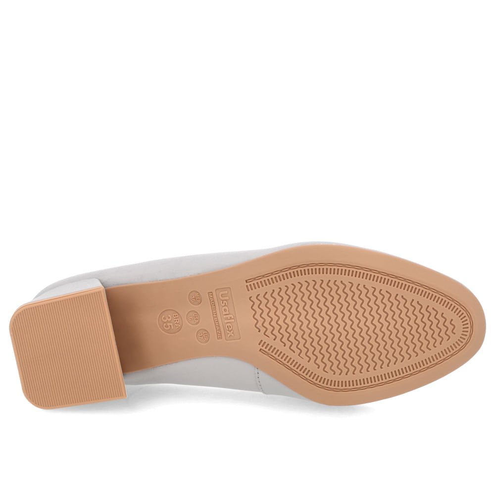 Scarpin Cinza Salto Bloco Couro Enfeite Cinza 5