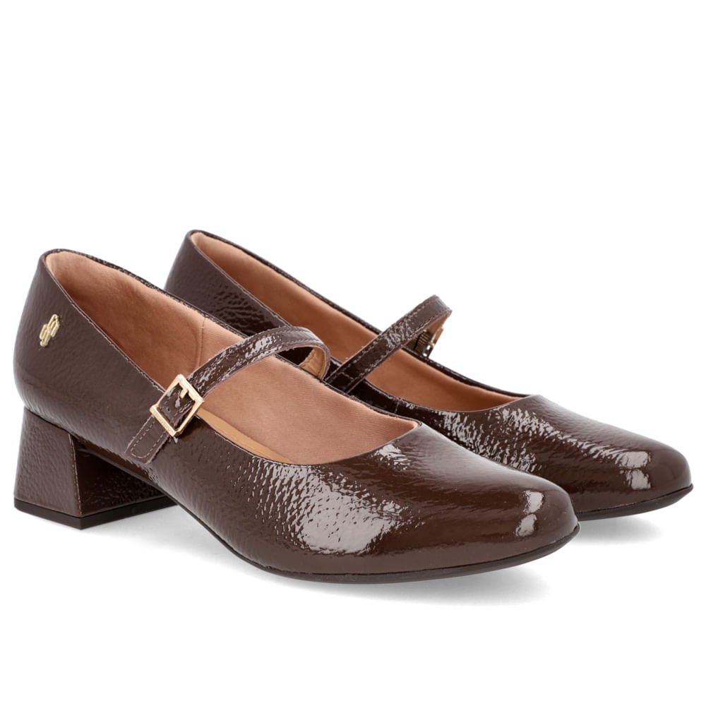 Scarpin Marrom Boneca Couro Verniz Marrom 2