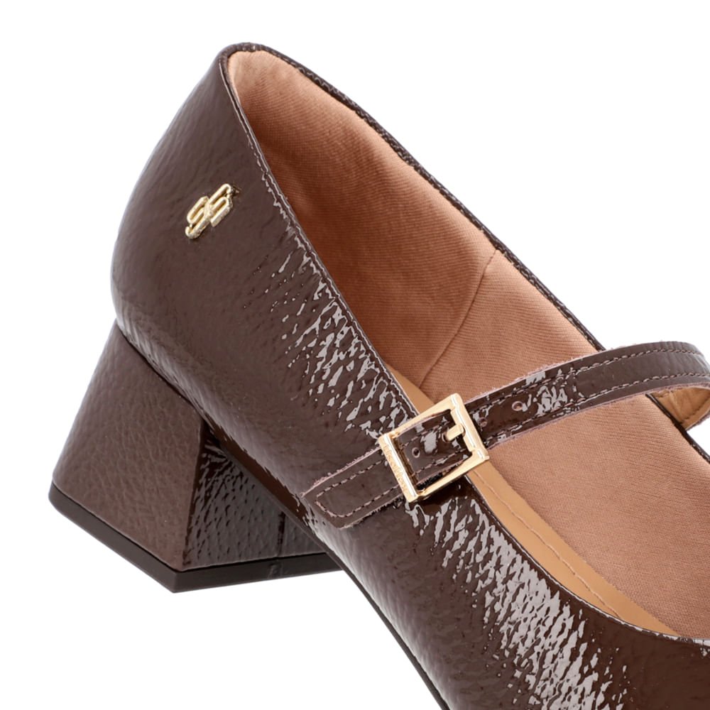 Scarpin Marrom Boneca Couro Verniz Marrom 4