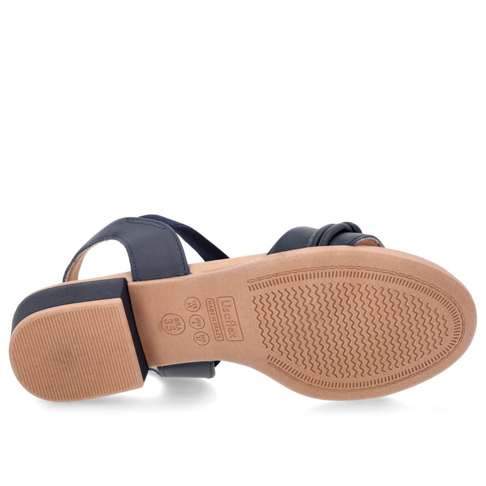 Sandália Bico Redondo Couro Azul Detalhe Fivela Azul 5