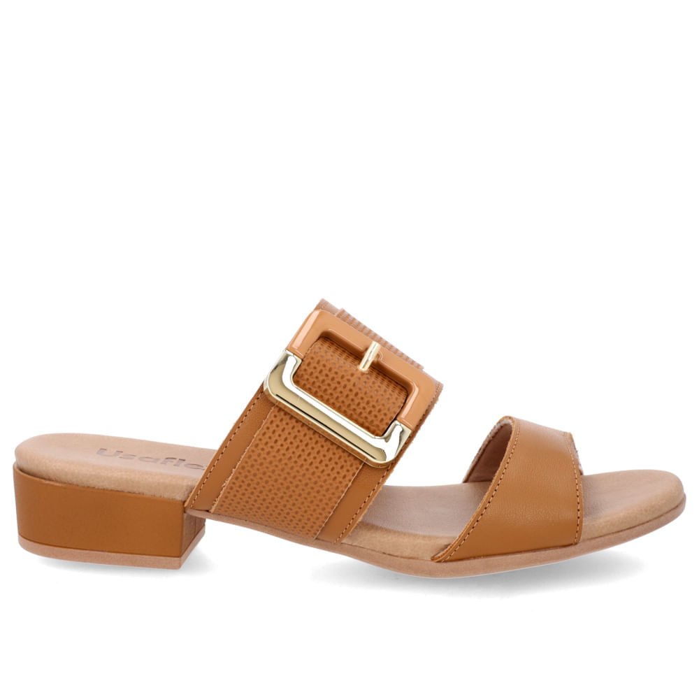 Tamanco Salto Bloco Couro Marrom Marrom 1