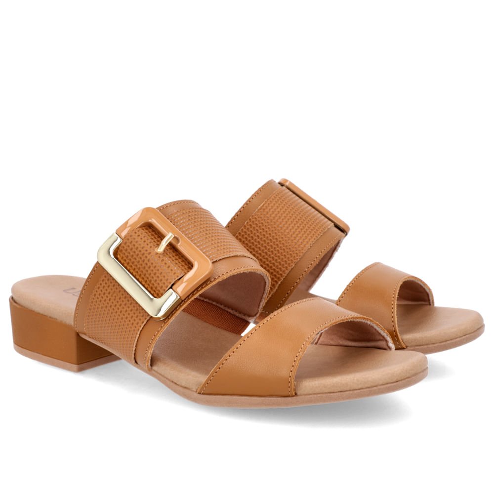 Tamanco Salto Bloco Couro Marrom Marrom 2