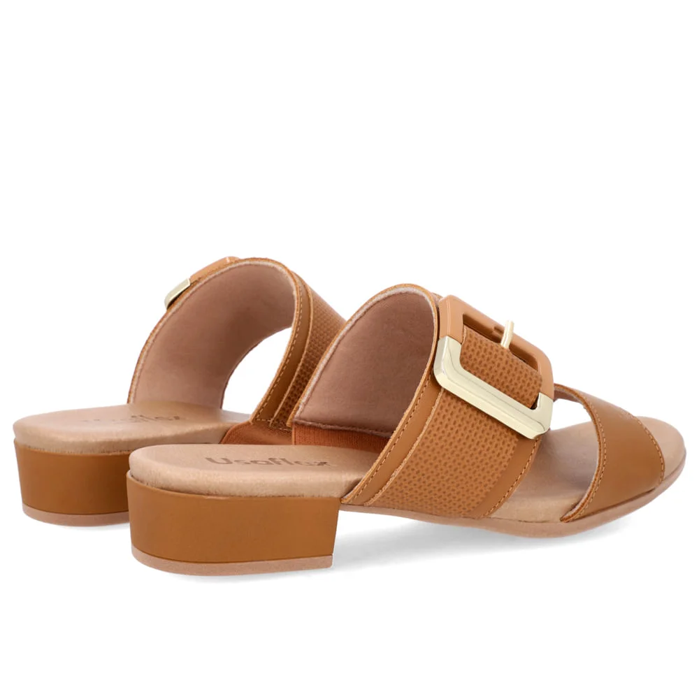 Tamanco Salto Bloco Couro Marrom Marrom 3