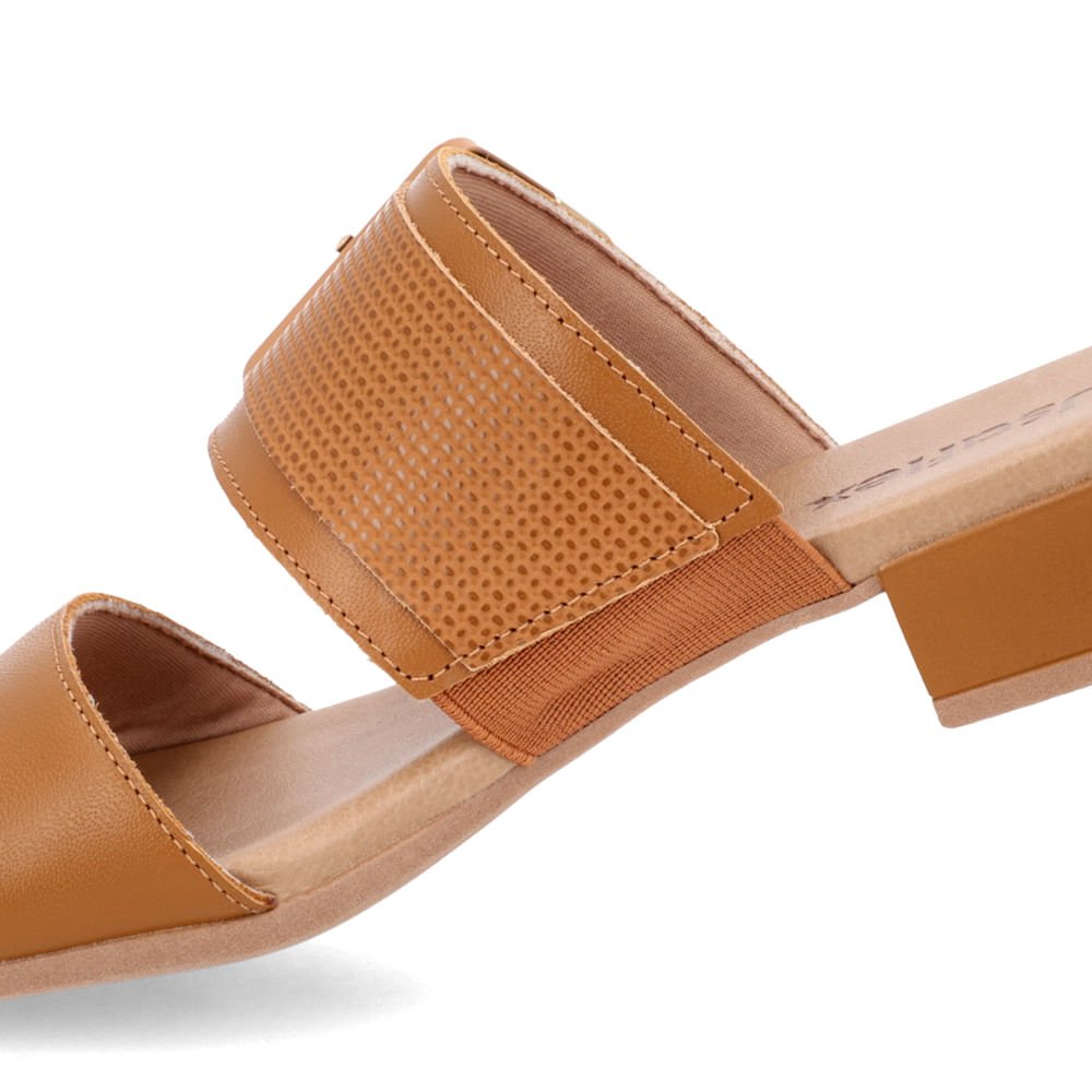 Tamanco Salto Bloco Couro Marrom Marrom 4