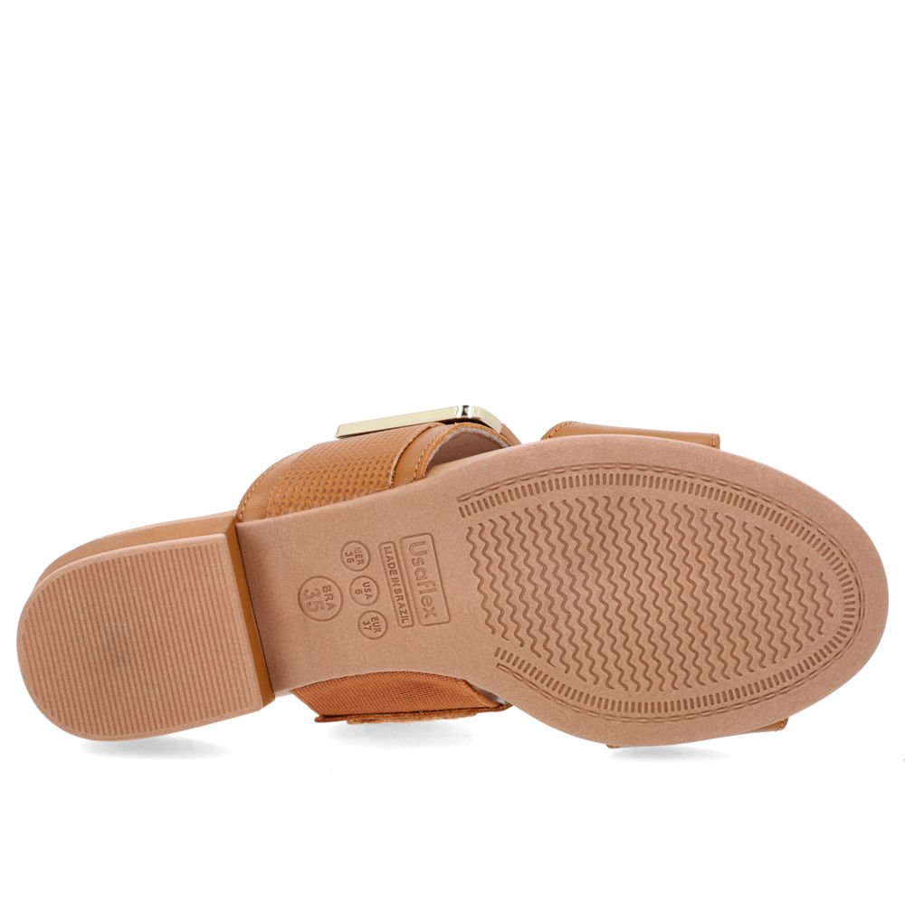 Tamanco Salto Bloco Couro Marrom Marrom 5