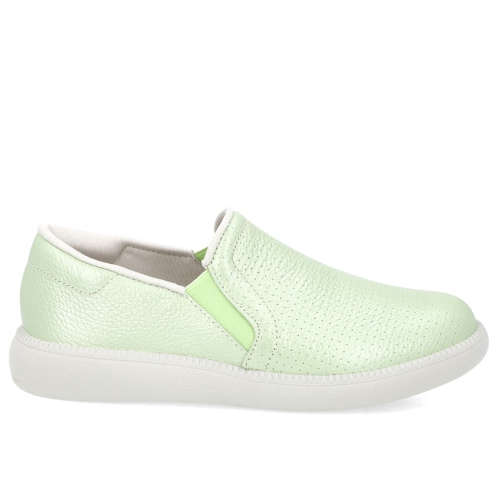 Tênis Slip On Couro Verde Perolado Verde 1