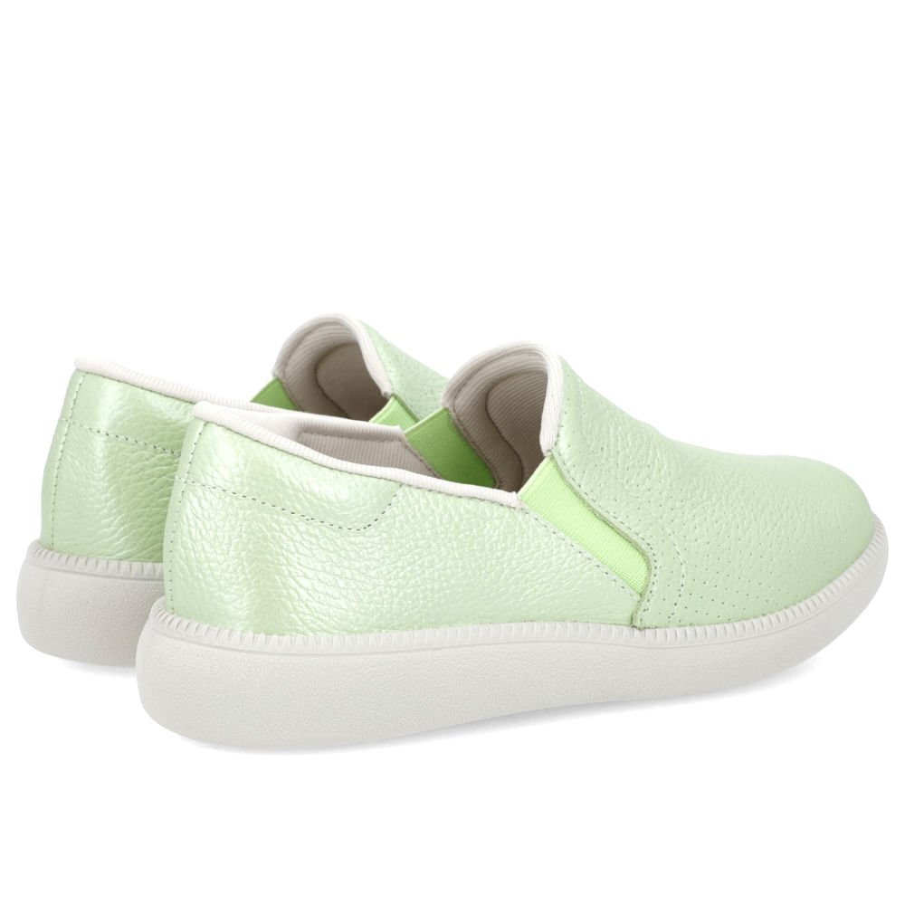 Tênis Slip On Couro Verde Perolado Verde 3
