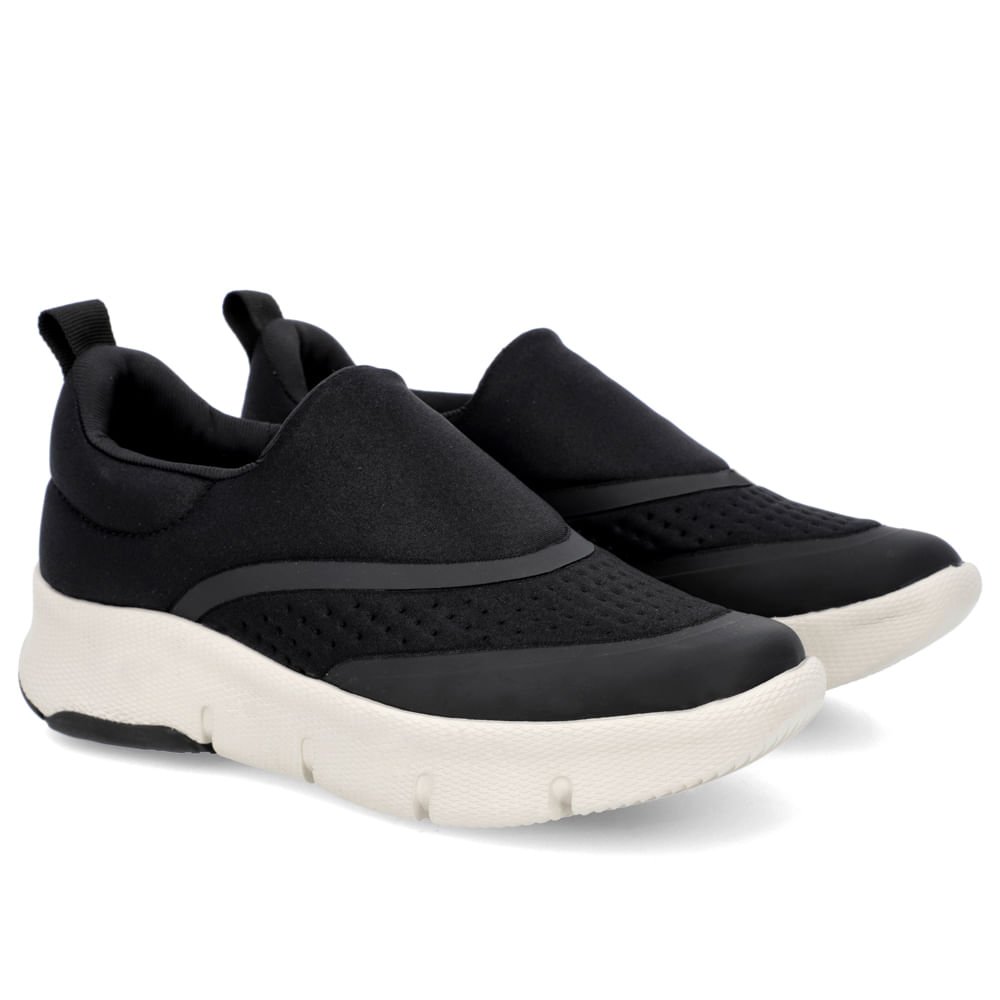 Tênis Slip On Preto Elastano Detalhes Preto 2