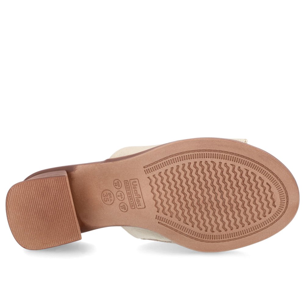 Tamanco Salto Bloco Couro Dourado Strass Dourado 5