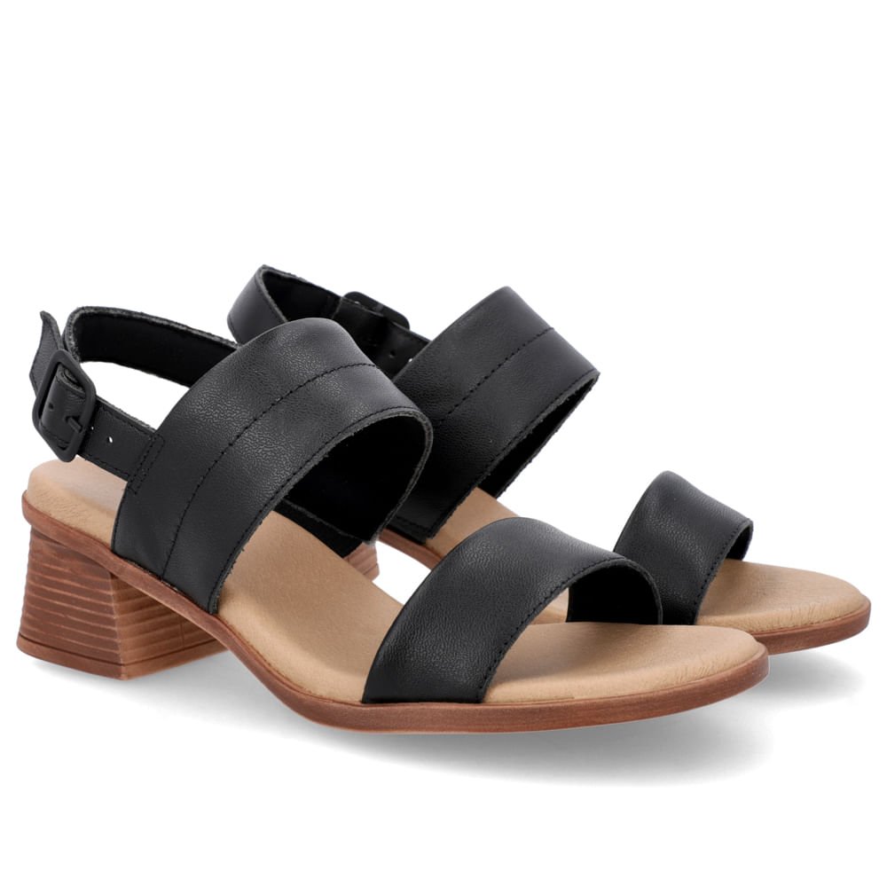 Sandália Salto Bloco Couro Preto Preto 2