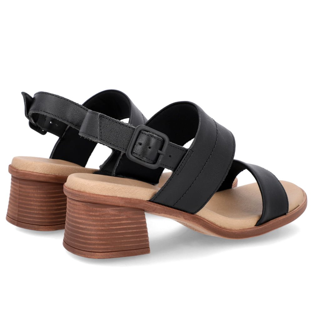 Sandália Salto Bloco Couro Preto Preto 3