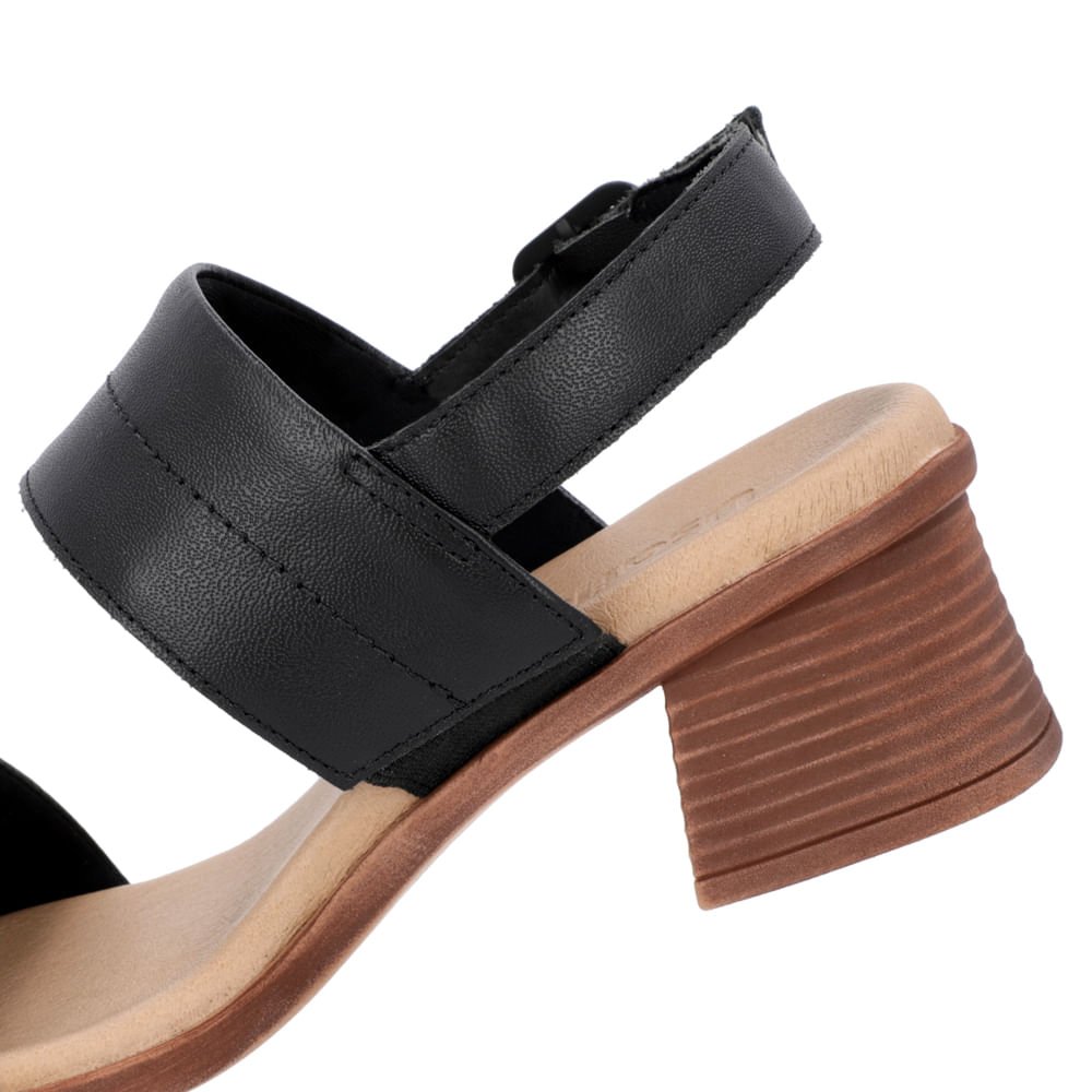 Sandália Salto Bloco Couro Preto Preto 4