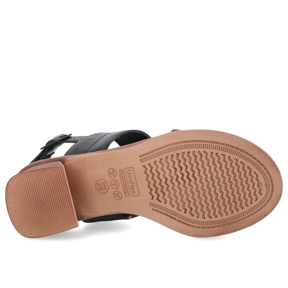 Sandália Salto Bloco Couro Preto Preto 5