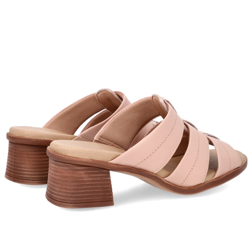 Tamanco Salto Bloco Couro Rosa Tiras Rosa 3