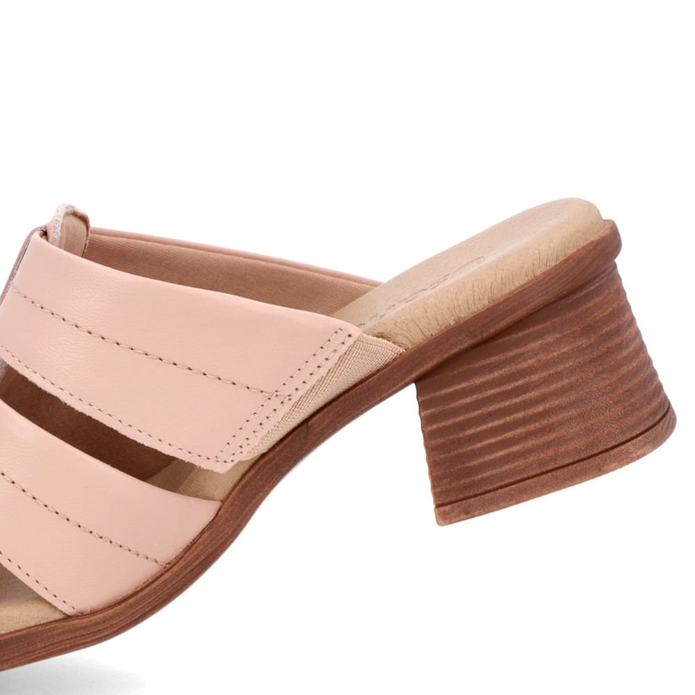 Tamanco Salto Bloco Couro Rosa Tiras Rosa 4