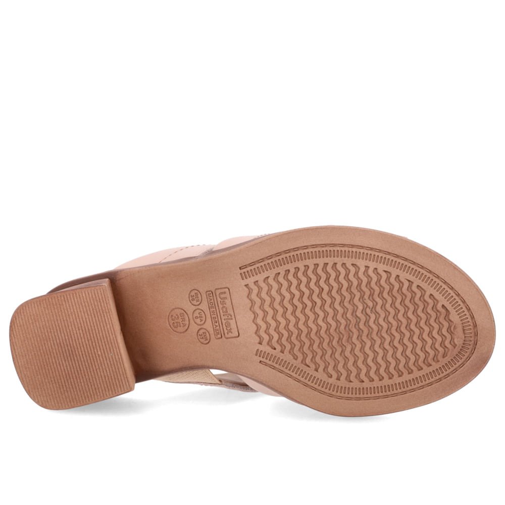 Tamanco Salto Bloco Couro Rosa Tiras Rosa 5