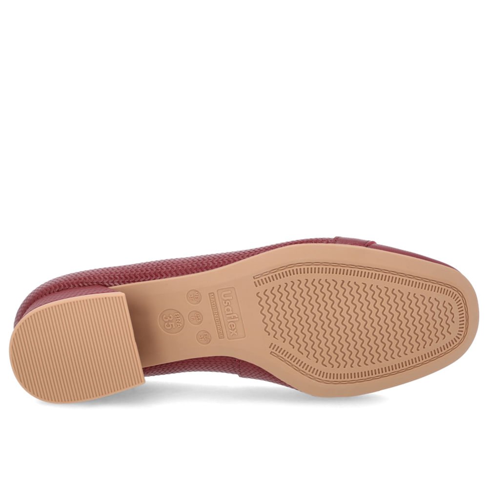Scarpin Vermelho Salto Bloco Couro Detalhe Fivela Vermelho 5
