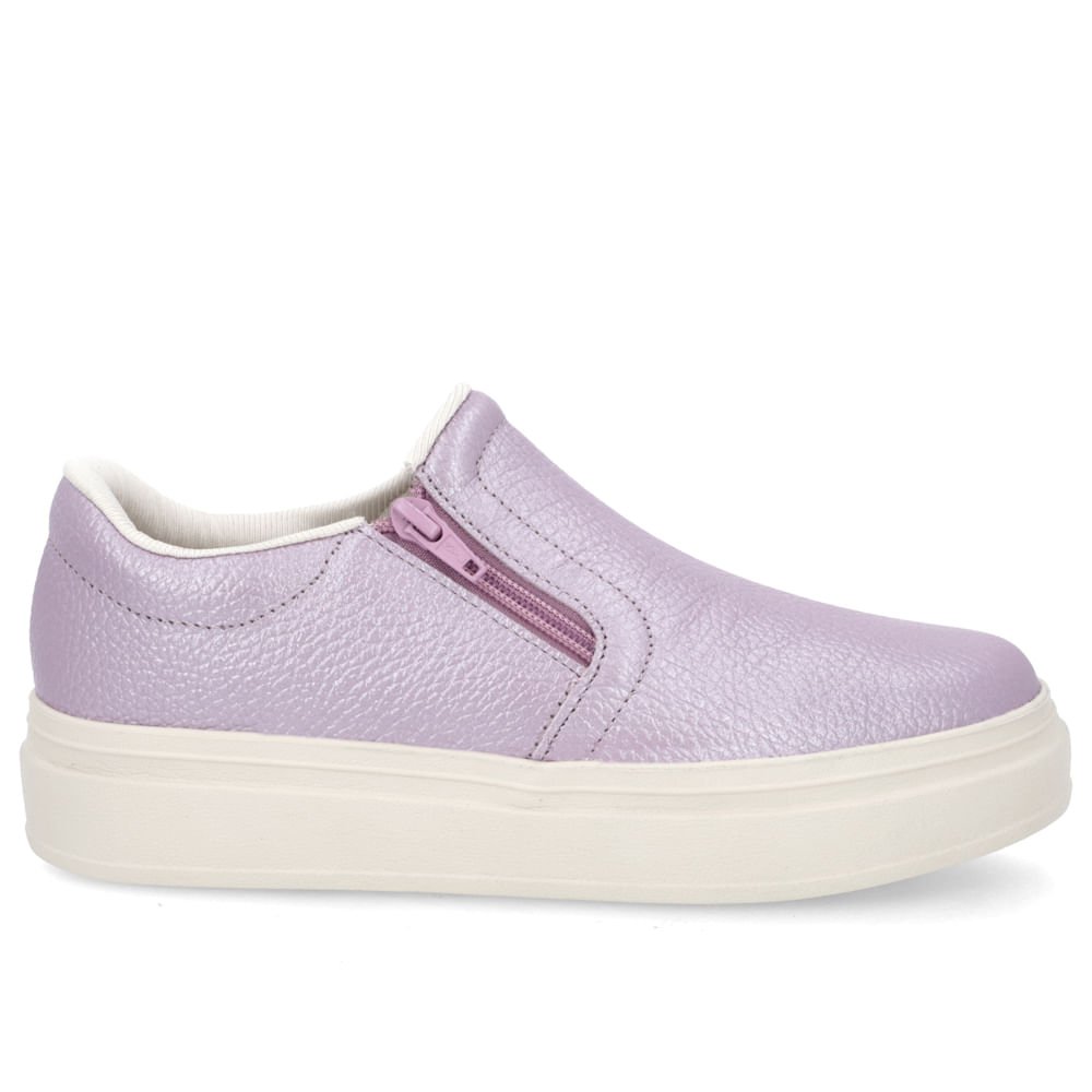 Tênis Flatform Lilás Couro Zíper