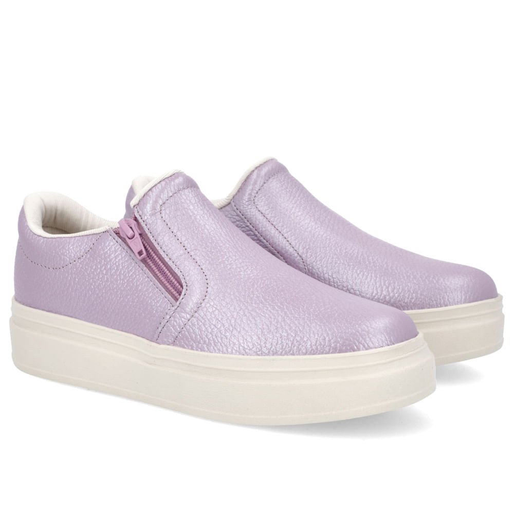 Tênis Flatform Lilás Couro Zíper Roxo 2