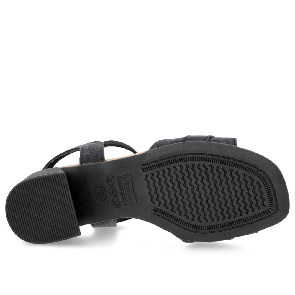 Sandália Salto Bloco Couro Preta Elástico Preto 5