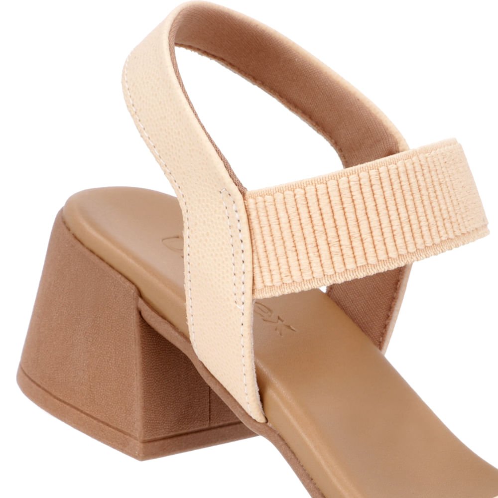 Sandália Salto Bloco Couro Laranja Elástico Laranja 4