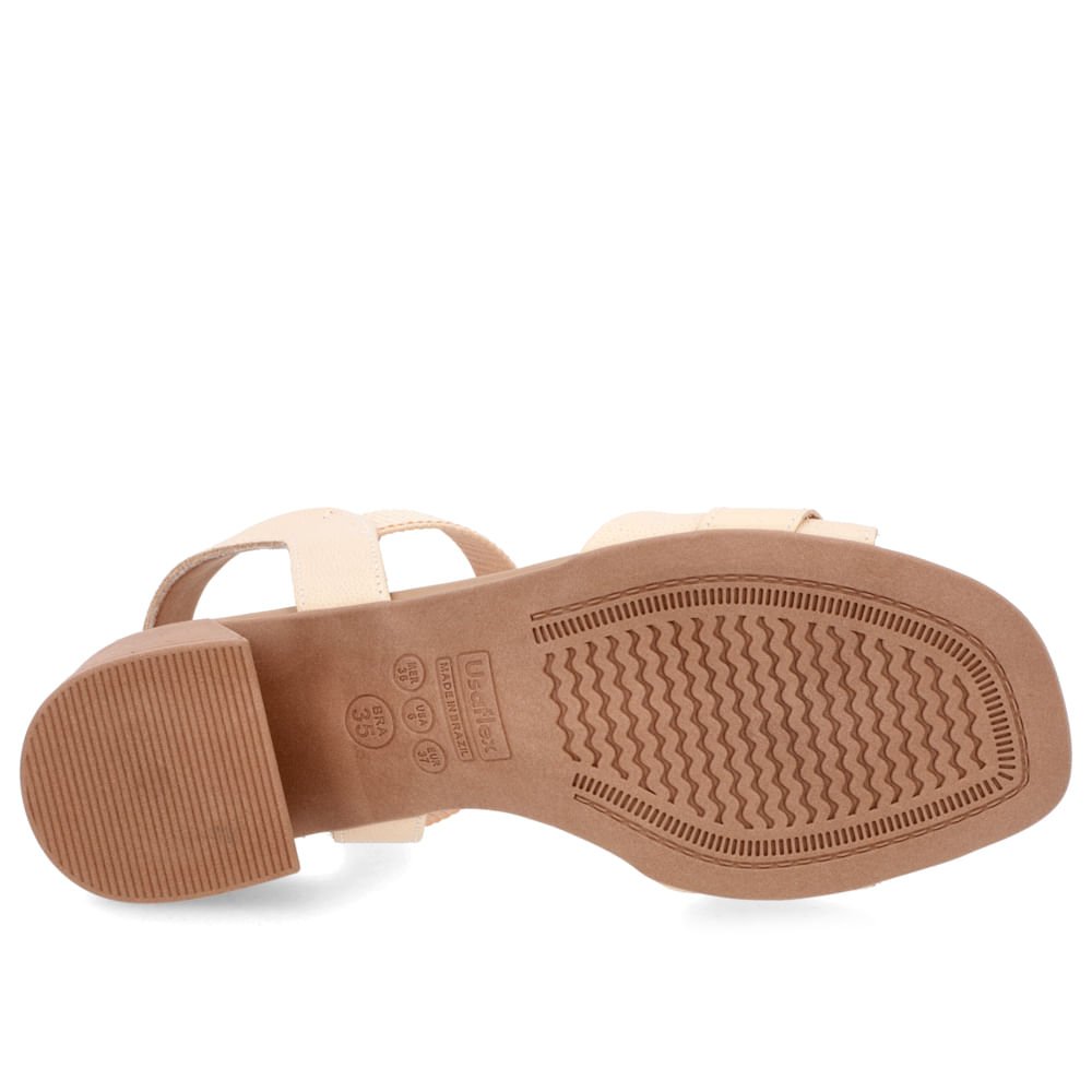 Sandália Salto Bloco Couro Laranja Elástico Laranja 5