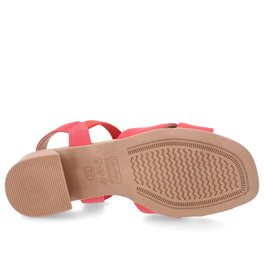 Sandália Salto Bloco Couro Vermelha Elástico Vermelho 5