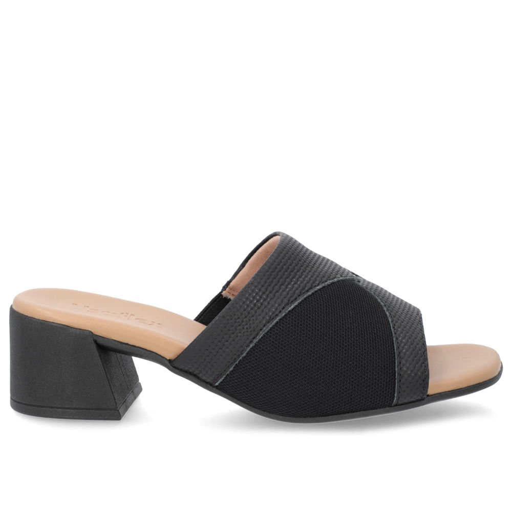 Tamanco Salto Bloco Couro Preto