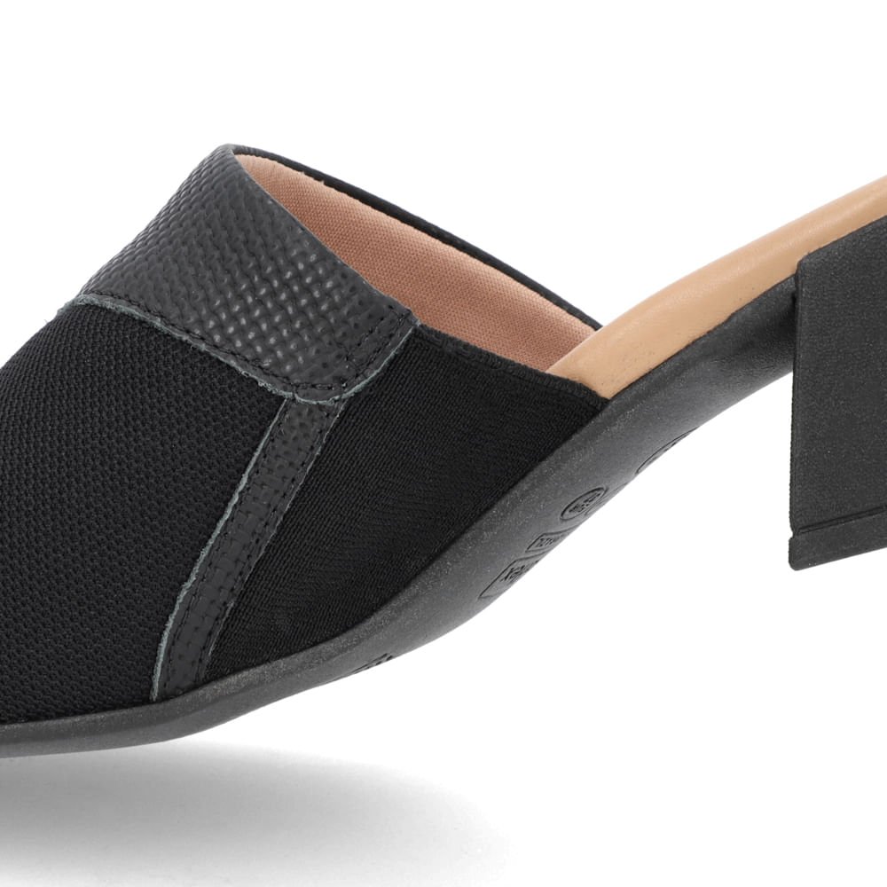 Tamanco Salto Bloco Couro Preto Preto 4