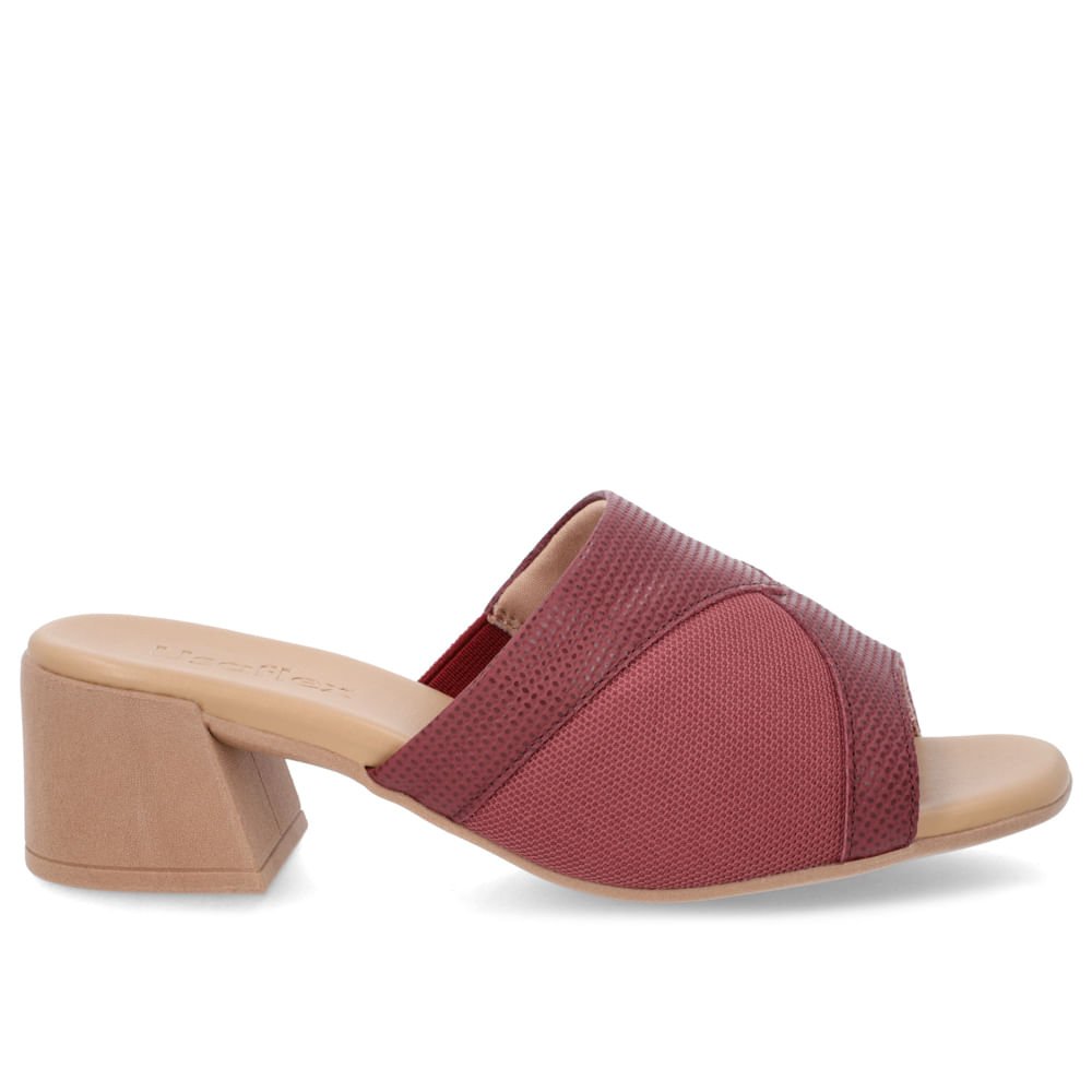 Tamanco Salto Bloco Couro Vermelho