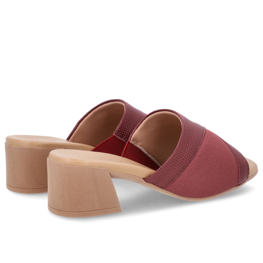 Tamanco Salto Bloco Couro Vermelho Bordô 3