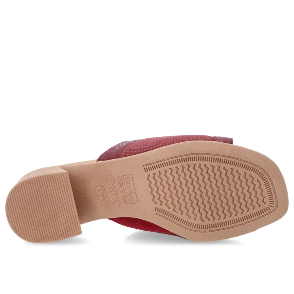 Tamanco Salto Bloco Couro Vermelho Bordô 5