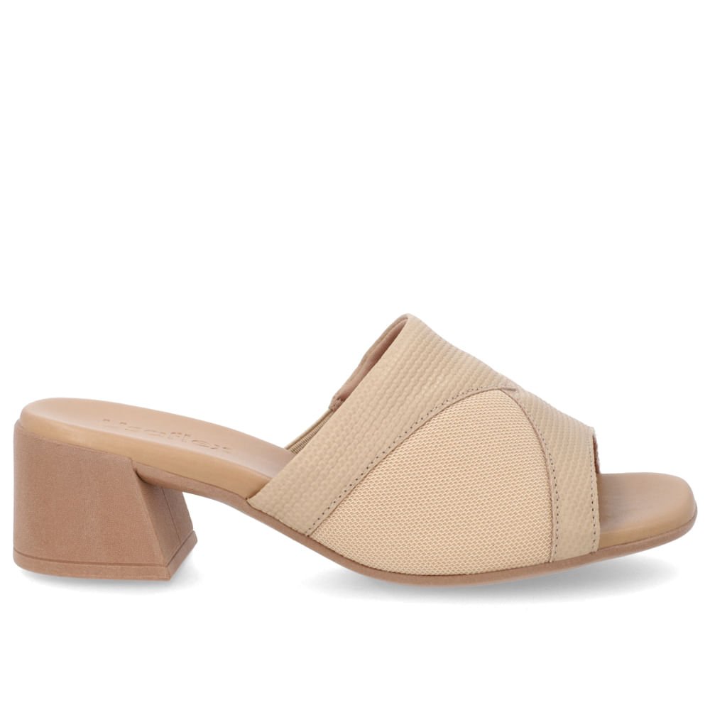 Tamanco Salto Bloco Couro Bege Bege 1