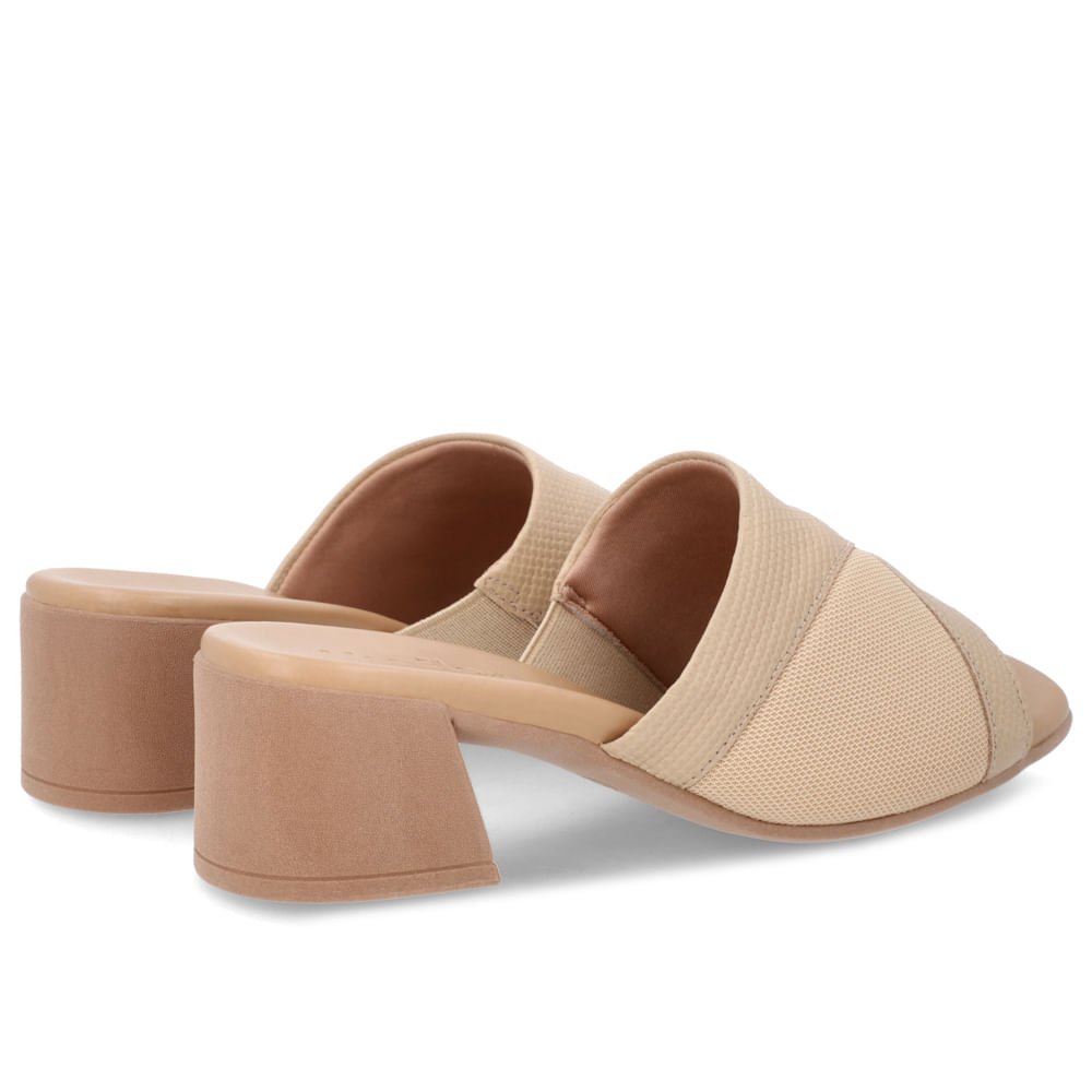 Tamanco Salto Bloco Couro Bege Bege 3