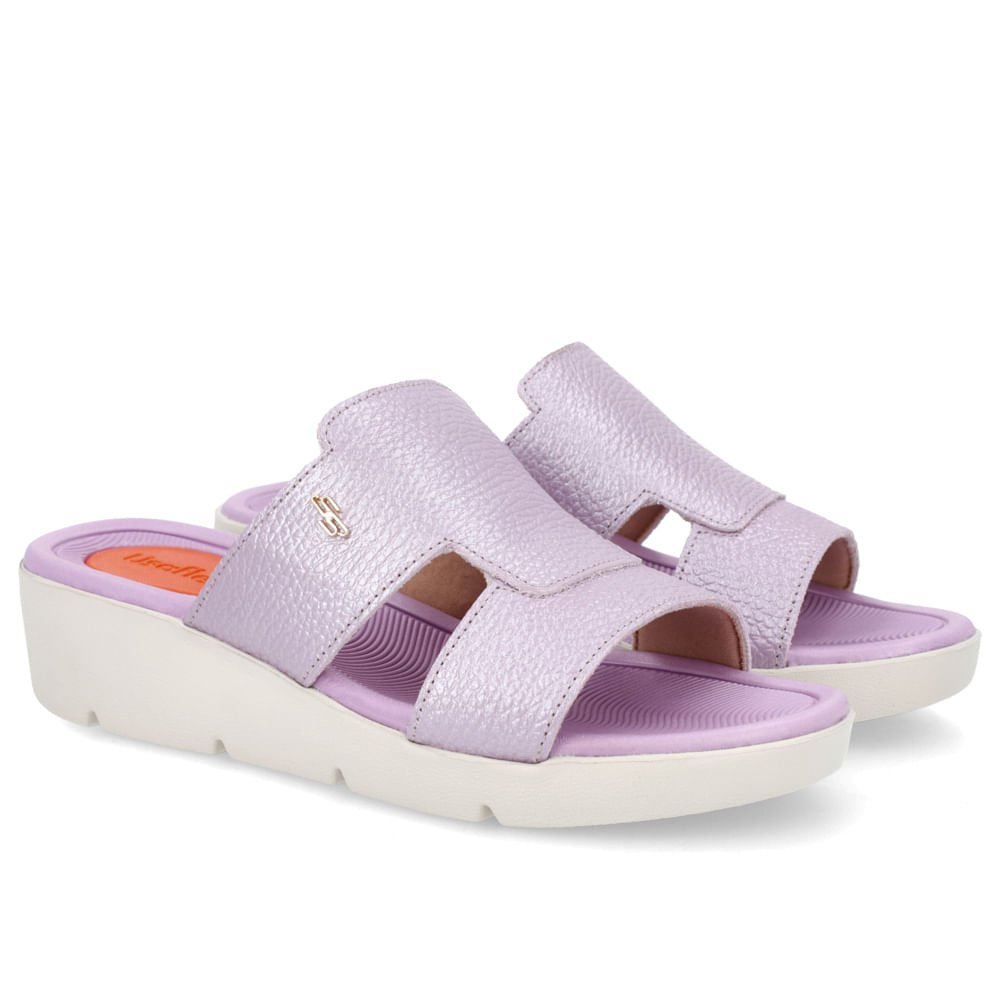 Tamanco Salto Plataforma Couro Lilás Roxo 2