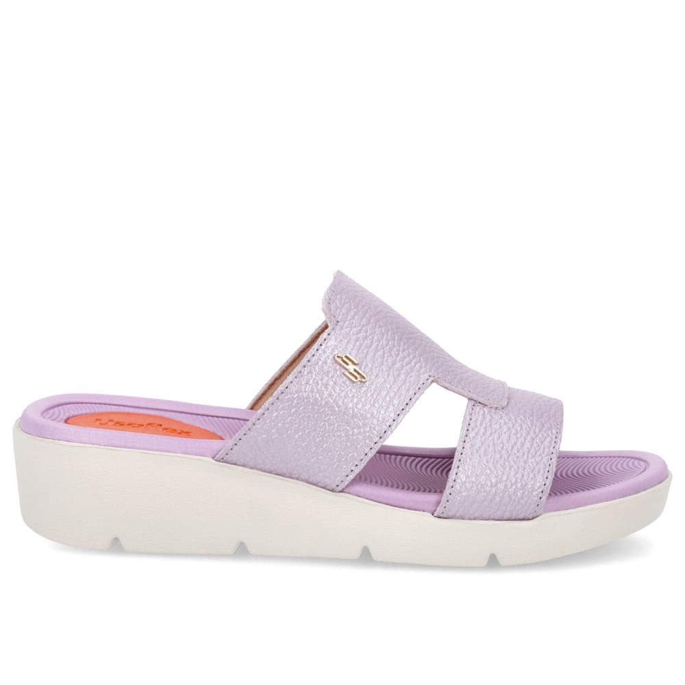 Tamanco Salto Plataforma Couro Lilás