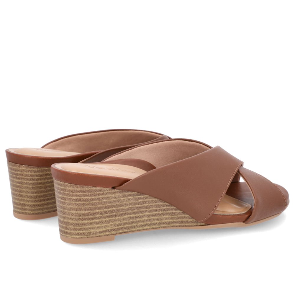 Tamanco Salto Anabela Couro Marrom Marrom 3