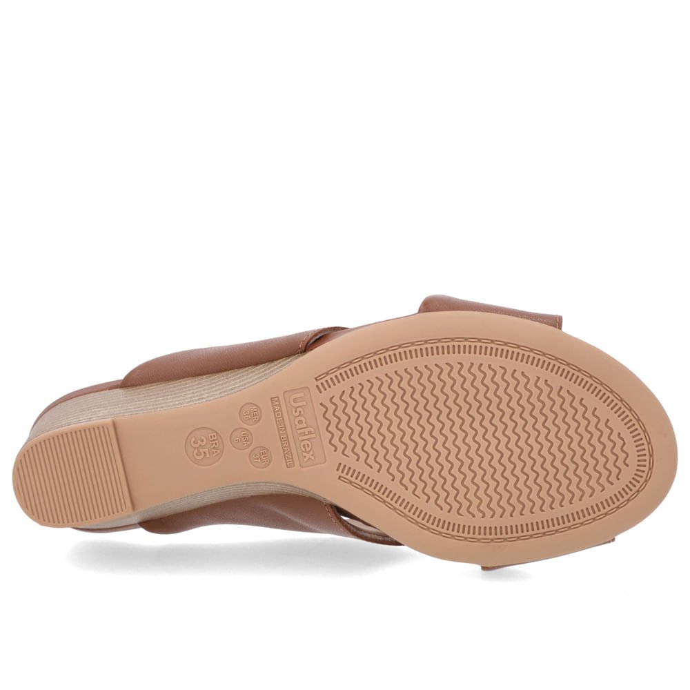 Tamanco Salto Anabela Couro Marrom Marrom 5