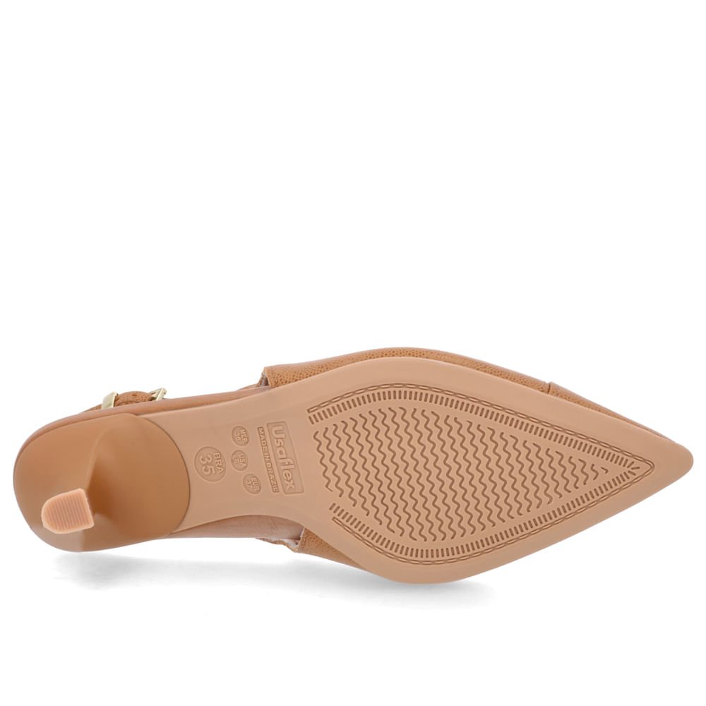 Slingback Marrom Salto Baixo Fino Couro Marrom 5
