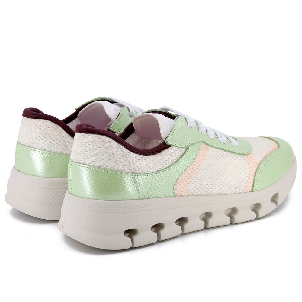 Tênis Básico Verde Couro Tecido Verde 3