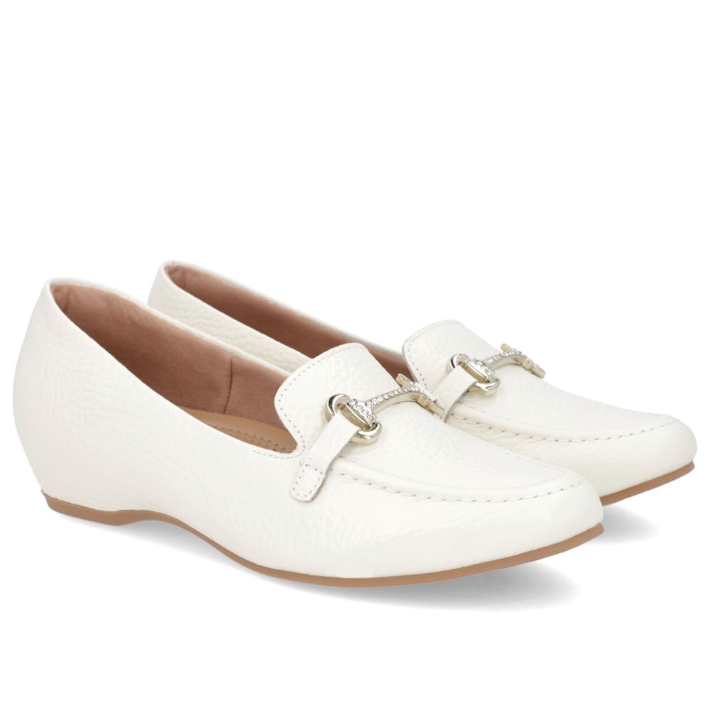 Loafer Off-White Couro Salto Embutido Branco 2