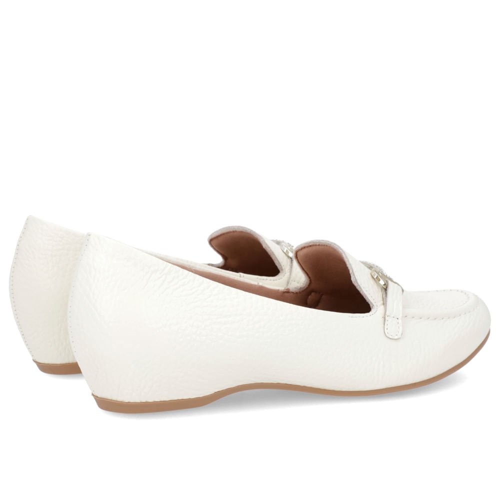 Loafer Off-White Couro Salto Embutido Branco 3