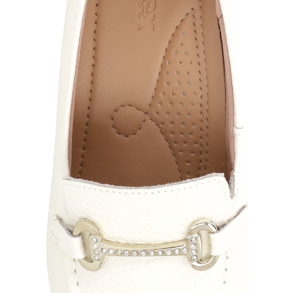 Loafer Off-White Couro Salto Embutido Branco 4