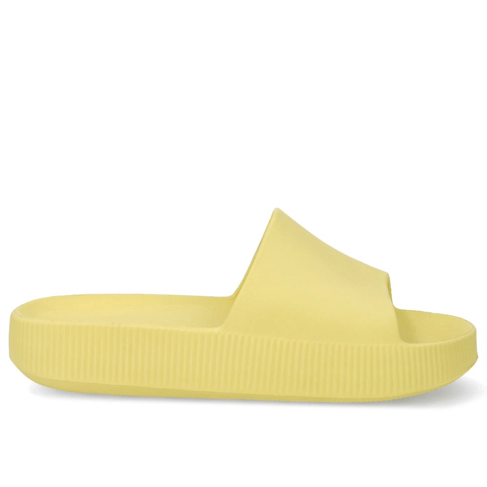 Chinelo Slide Amarelo Pêra Poofy Salto Plataforma Eva