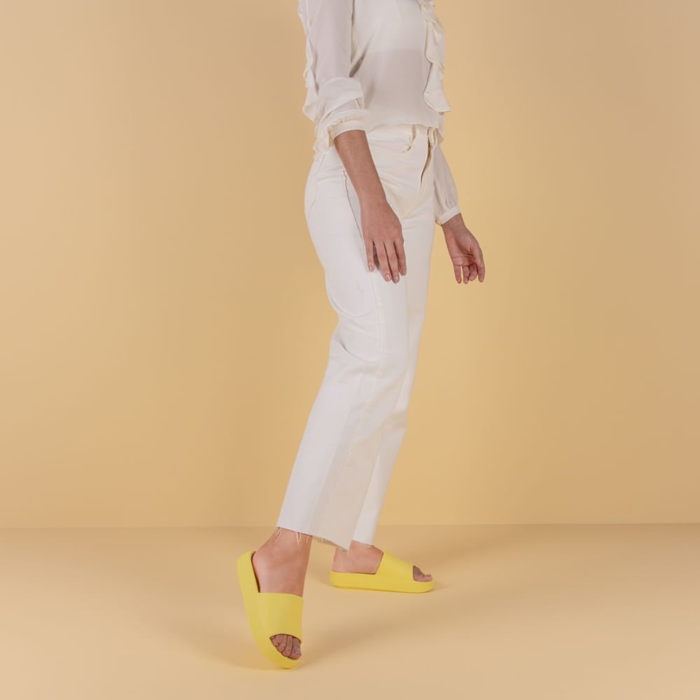Chinelo Slide Amarelo Pêra Poofy Salto Plataforma Eva Amarelo 4