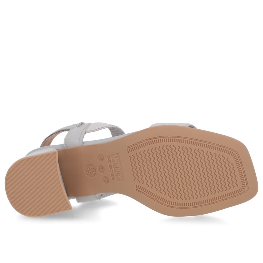 Sandália Salto Bloco Couro Cinza Tira Elástico Cinza 5